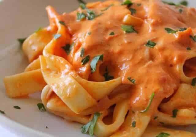 Tagliatelles à la sauce aux poivrons au Thermomix