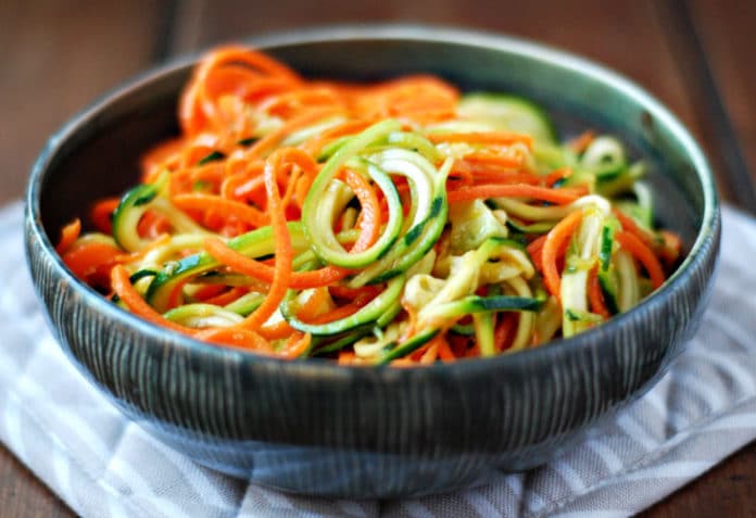 Carottes et courgettes en tagliatelles au thermomix