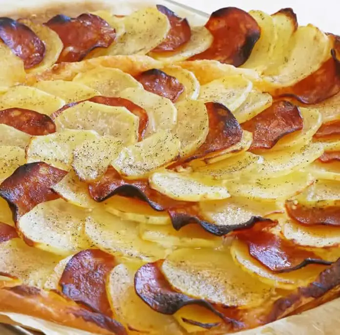 Tarte fine aux pommes de terre et chorizo au thermomix