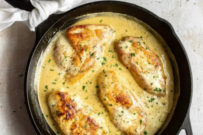 Escalope de poulet à la moutarde légère
