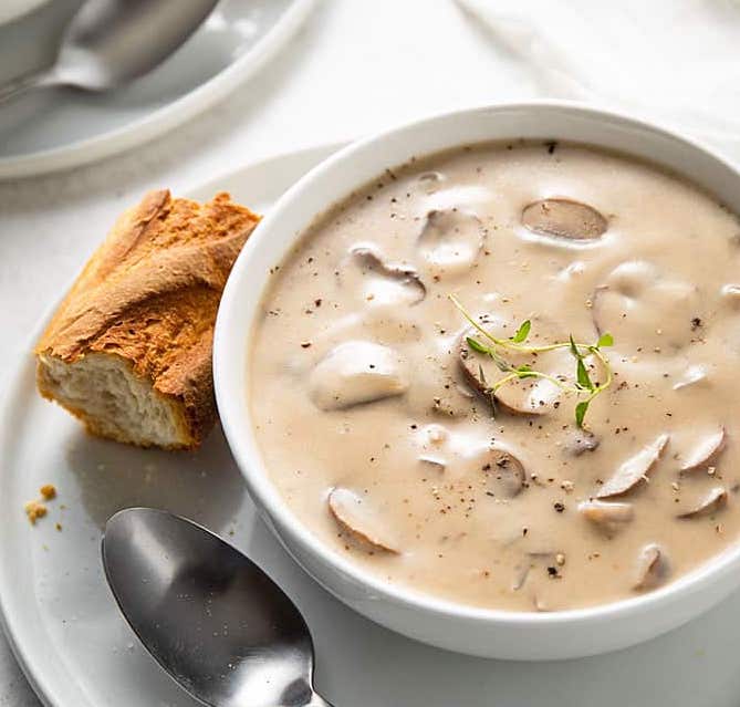 Bisque aux champignons crémeux allégée