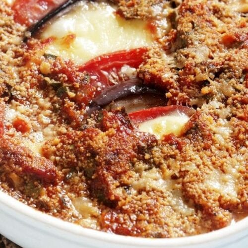 Crumble d’aubergine Tomate et Mozzarella au thermomix