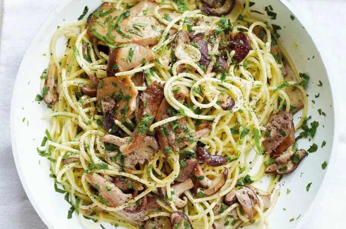 Spaghetti aux Champignons à l'ail Léger