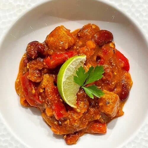 Chili sin carne au tofu tomates et poivrons au Thermomix
