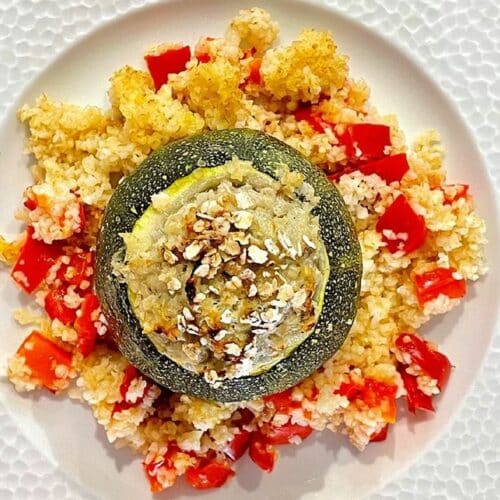 Courgettes farcies au veau et boulgour au poivron au Thermomix