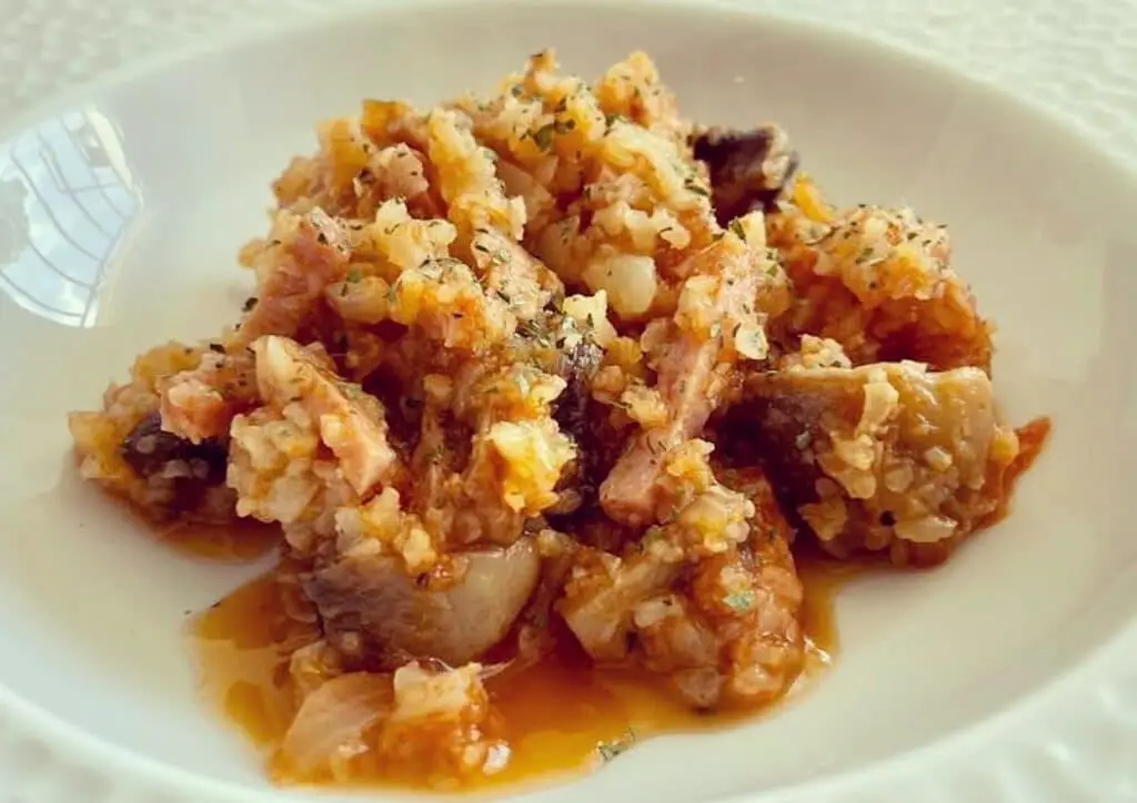 Riz de chou-fleur aux champignons et jambon au Thermomix