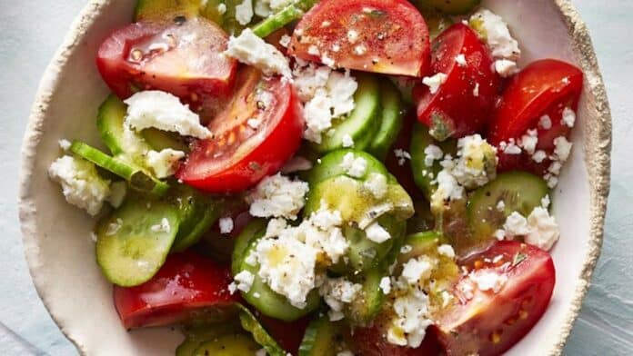 Salade légère de Concombre Tomate et Feta