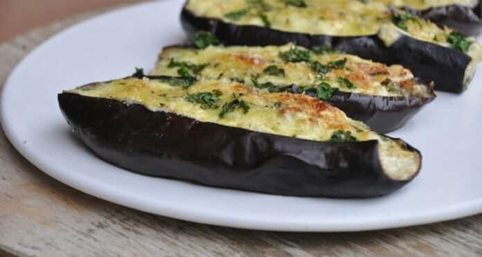 Aubergines farcies aux trois fromages au Thermomix