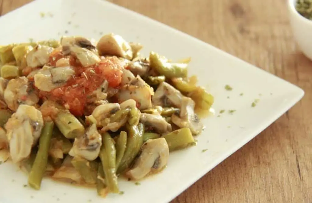 Haricots verts et champignons italiens au Thermomix