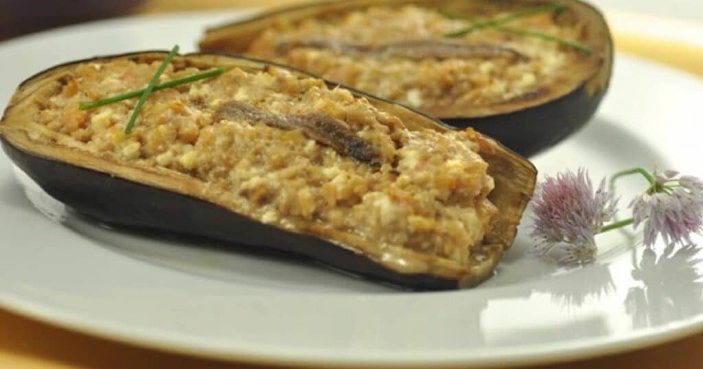 Aubergine farcie au fromage feta au Thermomix