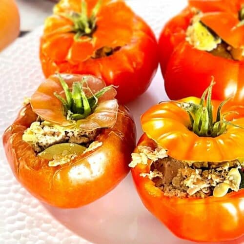 Tomates farcies au thon courgette et menthe au Thermomix