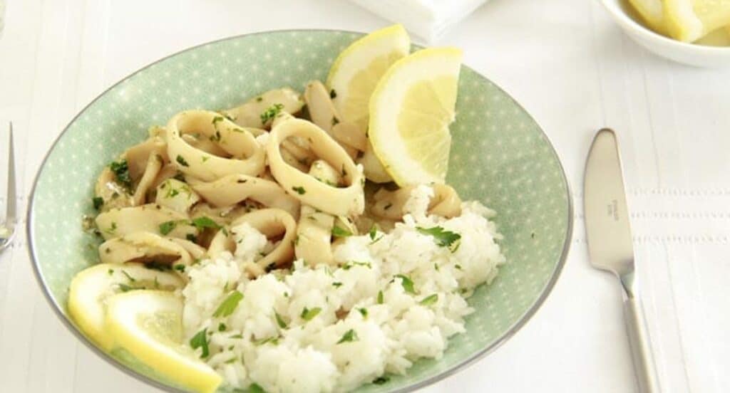 Calamars au citron avec du riz au Thermomix