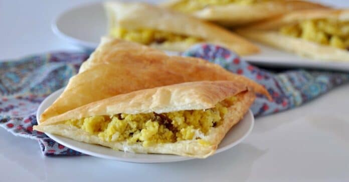 Triangles de pâte feuilletée au couscous de chou-fleur au Thermomix