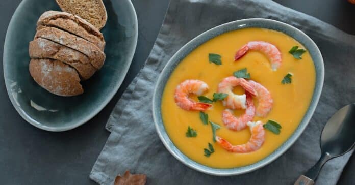 Crème de potiron aux crevettes : Onctueuse et exquise !