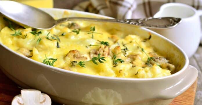 Gratin de chou-fleur champignons et fromage au Thermomix : Gourmand et Réconfortant