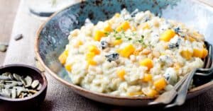 Risotto crémeux au mango et fromage bleu d'Auvergne, facile à préparer avec Thermomix.