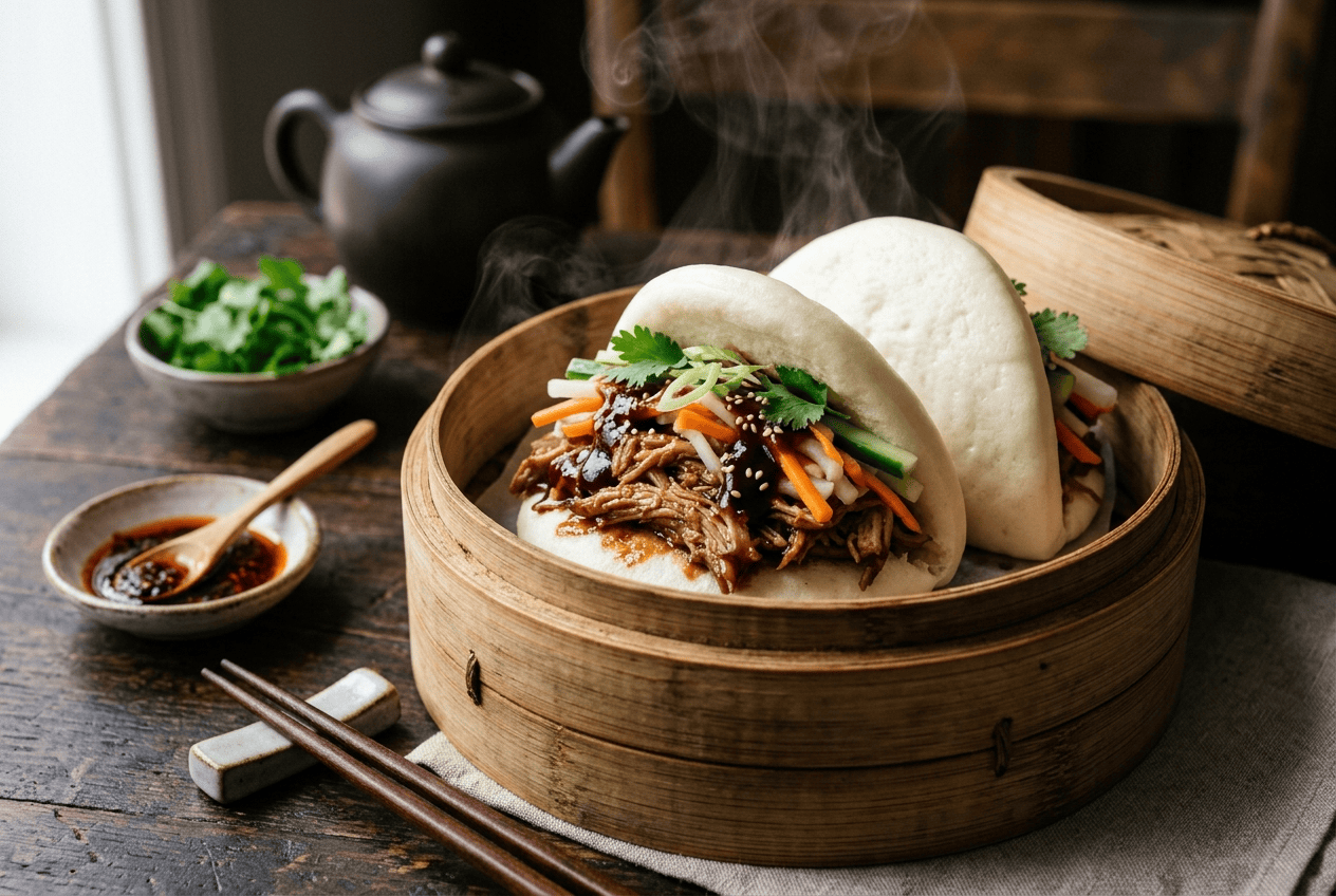 Bao Buns Vapeur au Porc Effiloche au Thermomix