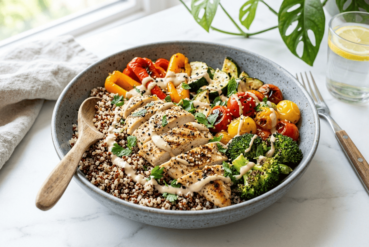 Bowl Protéiné Poulet Quinoa et Légumes au Thermomix