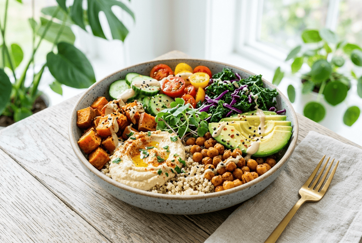 Buddha Bowl Quinoa Patate Douce et Houmous au Thermomix