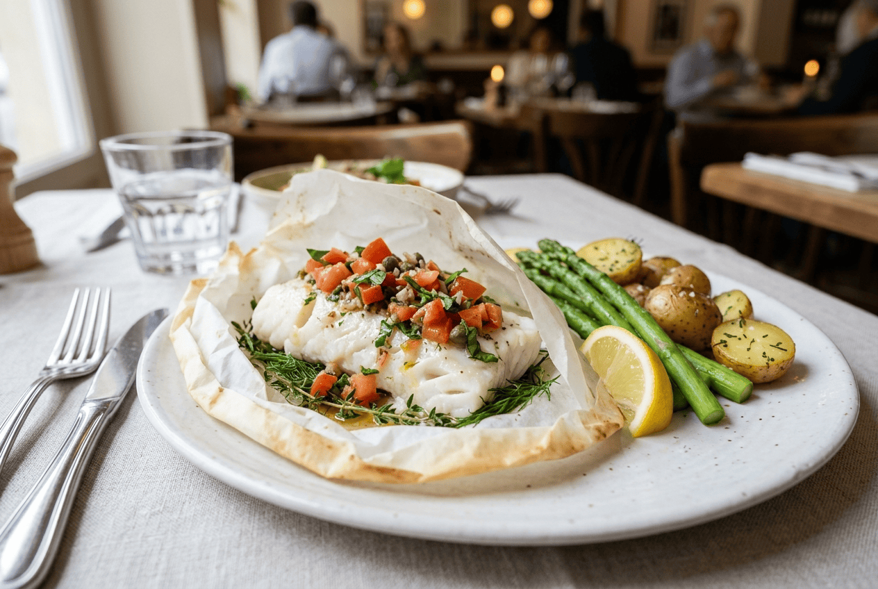 Cabillaud en Papillote Sauce Vierge au Thermomix
