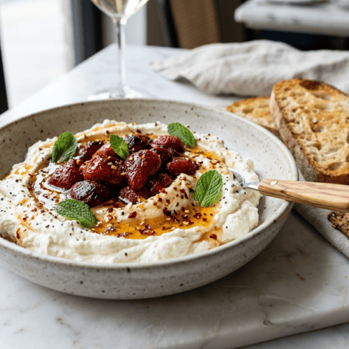 feta fouettee au thermomix fraises roties miel pimente