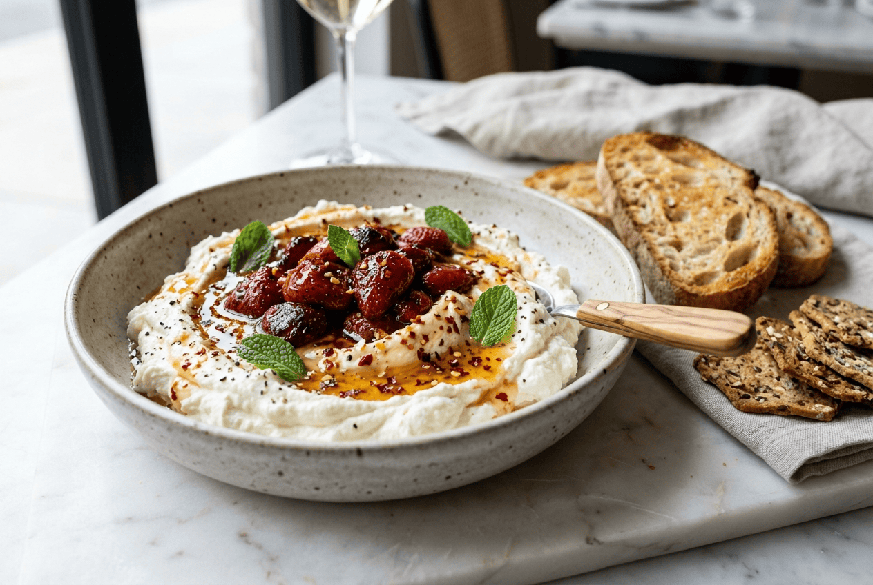 Feta Fouettee aux Fraises Roties au Thermomix