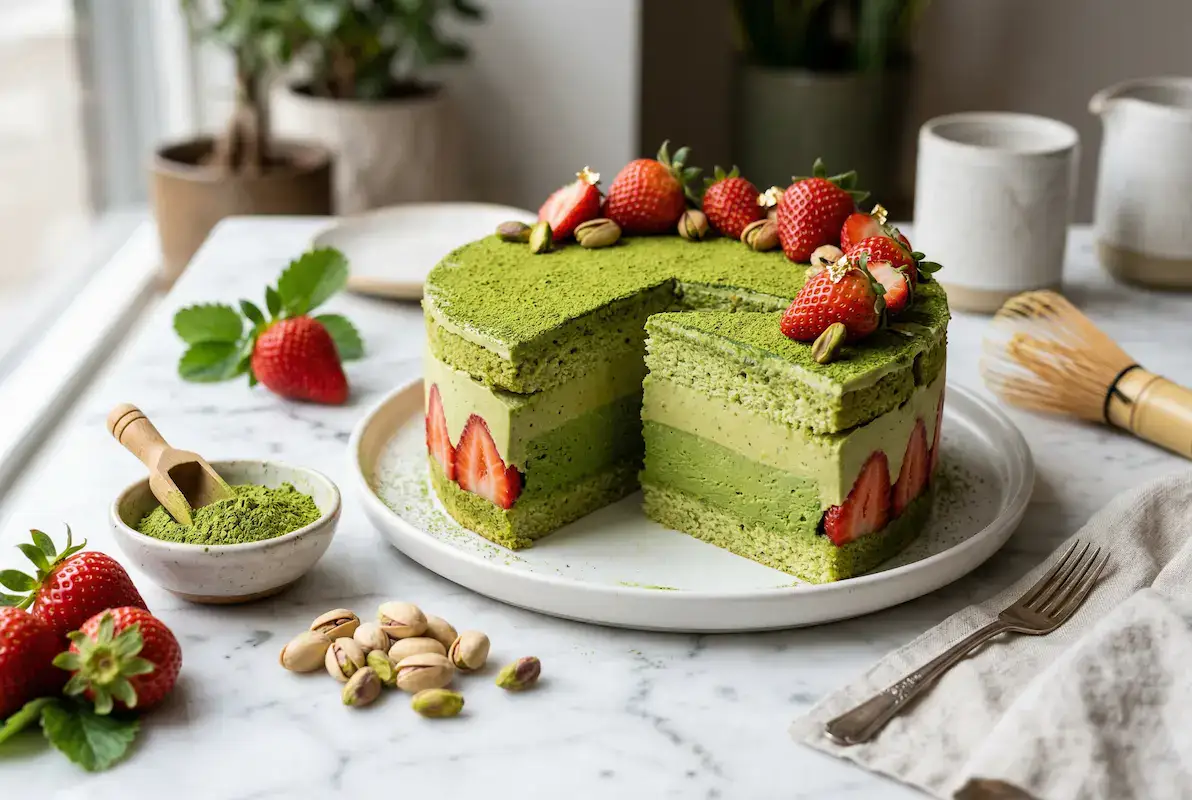 Fraisier pistache matcha Thermomix