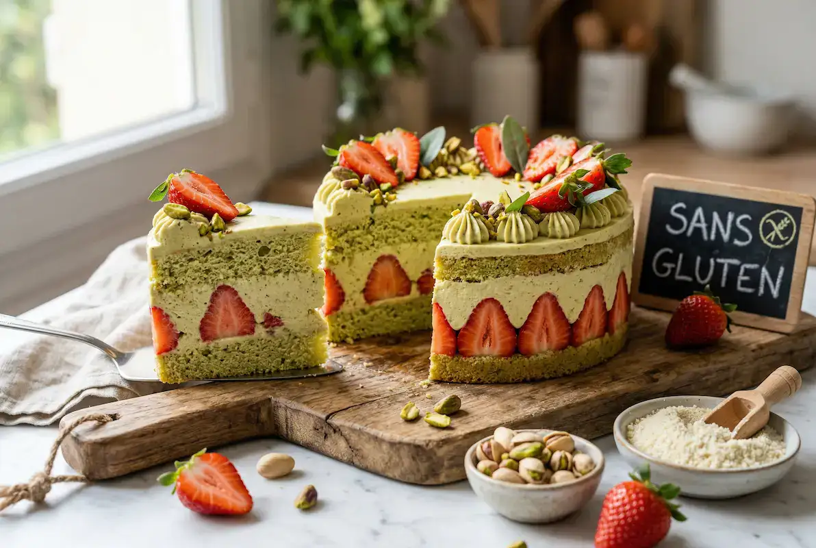 Fraisier pistache sans gluten Thermomix