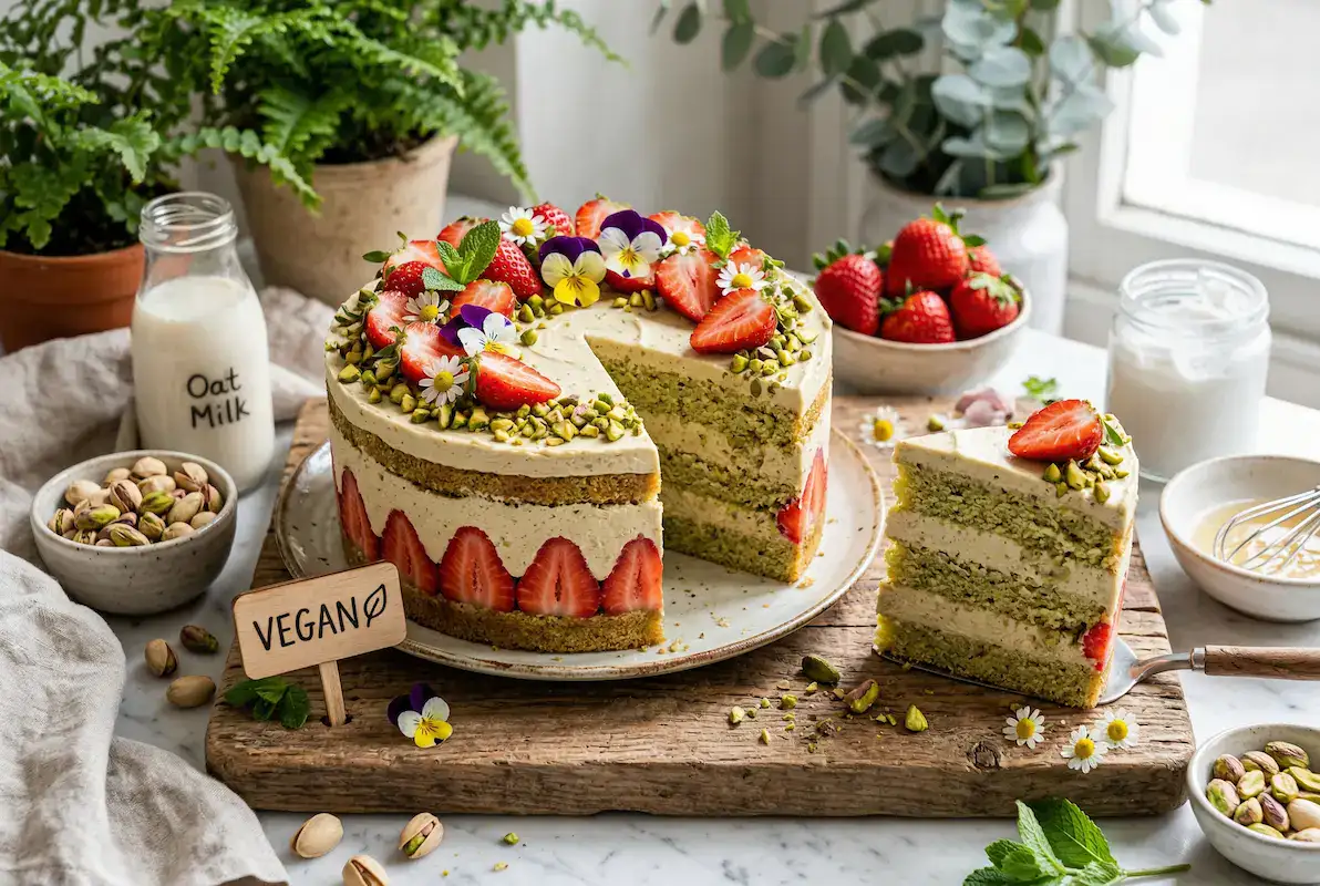 Fraisier pistache vegan Thermomix