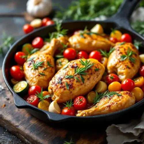 Poêlée de Poulet aux Tomates Cerises et Courgettes au Thermomix