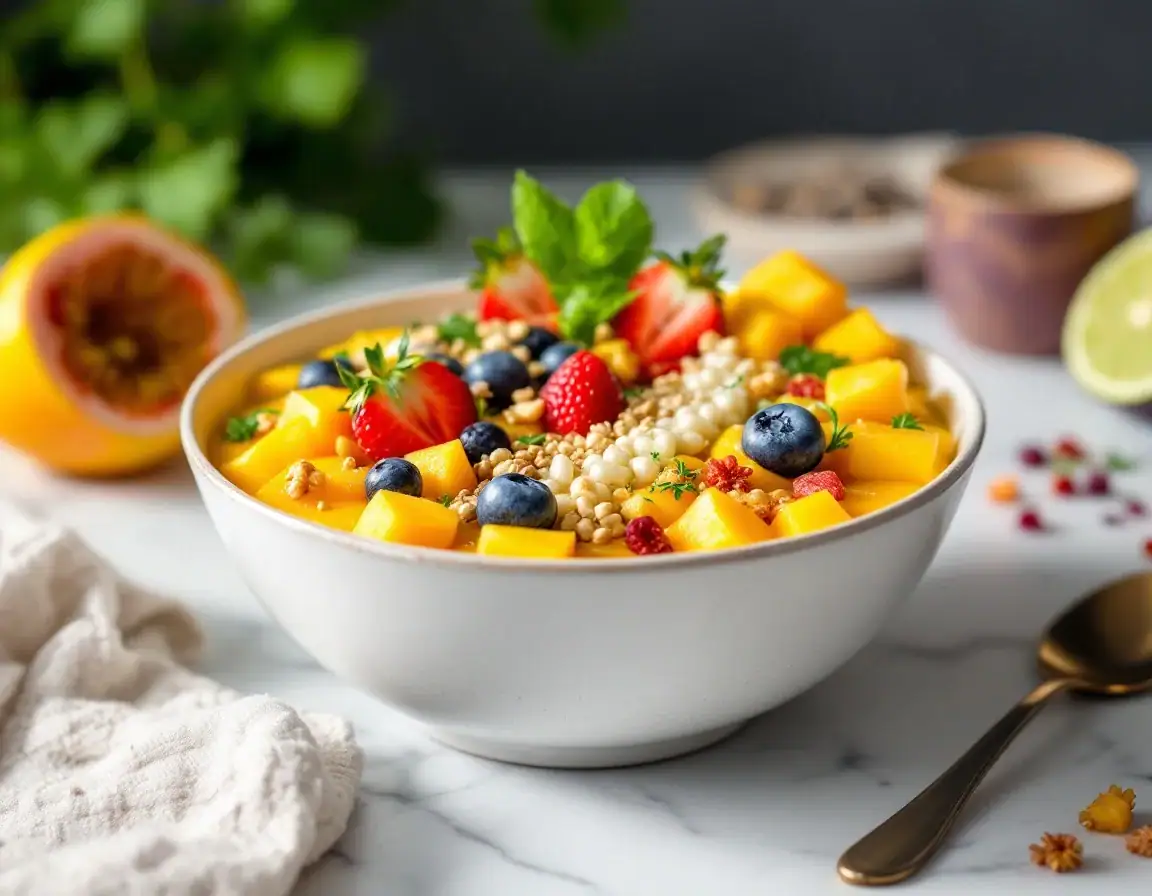Smoothie Bowl Mangue Passion et Granola au Thermomix